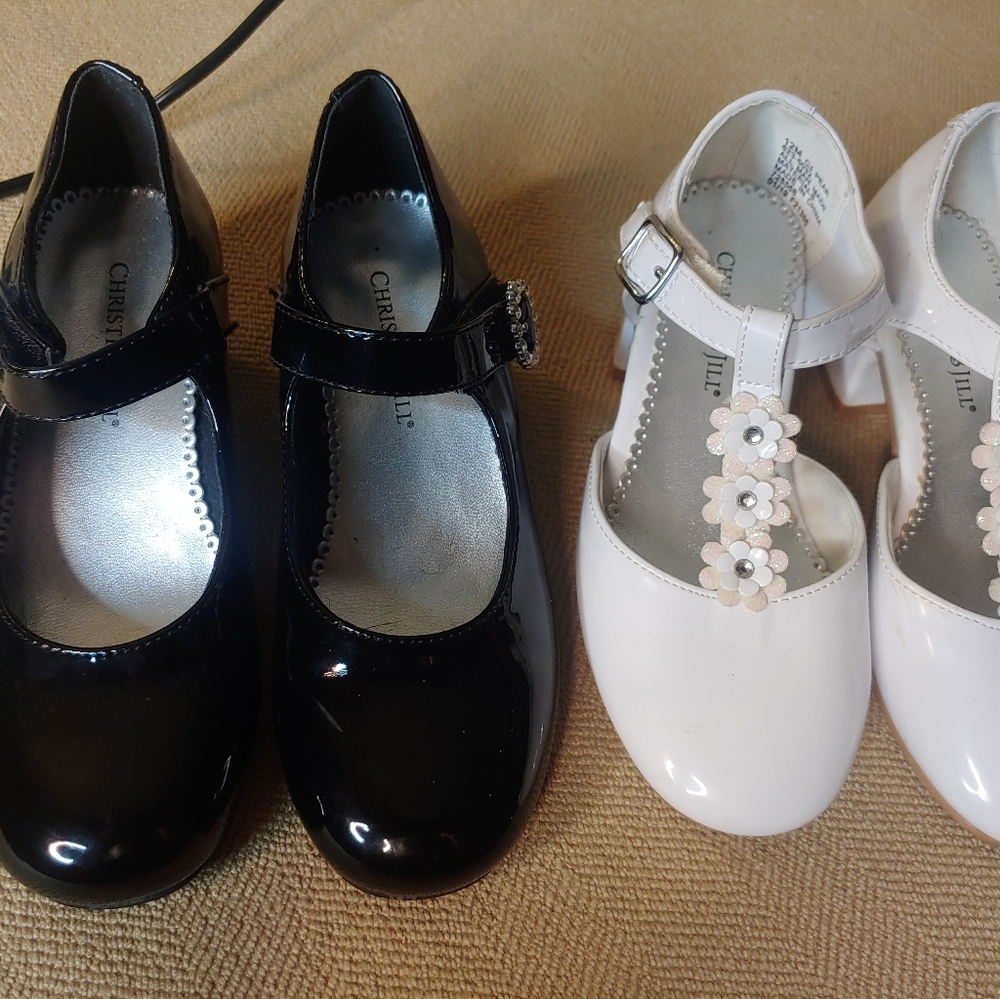 Black and white patent girls dress shoes sz 12